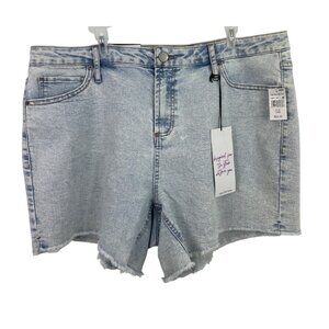 Vanilla Star Womens High Rise 90s Light Wash Denim Shorts Size 14W